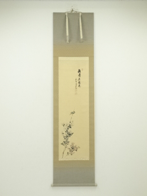 JAPANESE HANGING SCROLL / HAND PAINTED / CHRYSANTHEMUMS